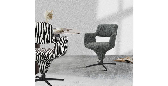 ARMLEHNSTUHL  Stoffauswahl, Sitzfläche 360° drehbar, automatische Rückholfunktion Mikrofaser  - Schwarz/Grau, Design, Textil/Metall (61/84/63cm) - Novel