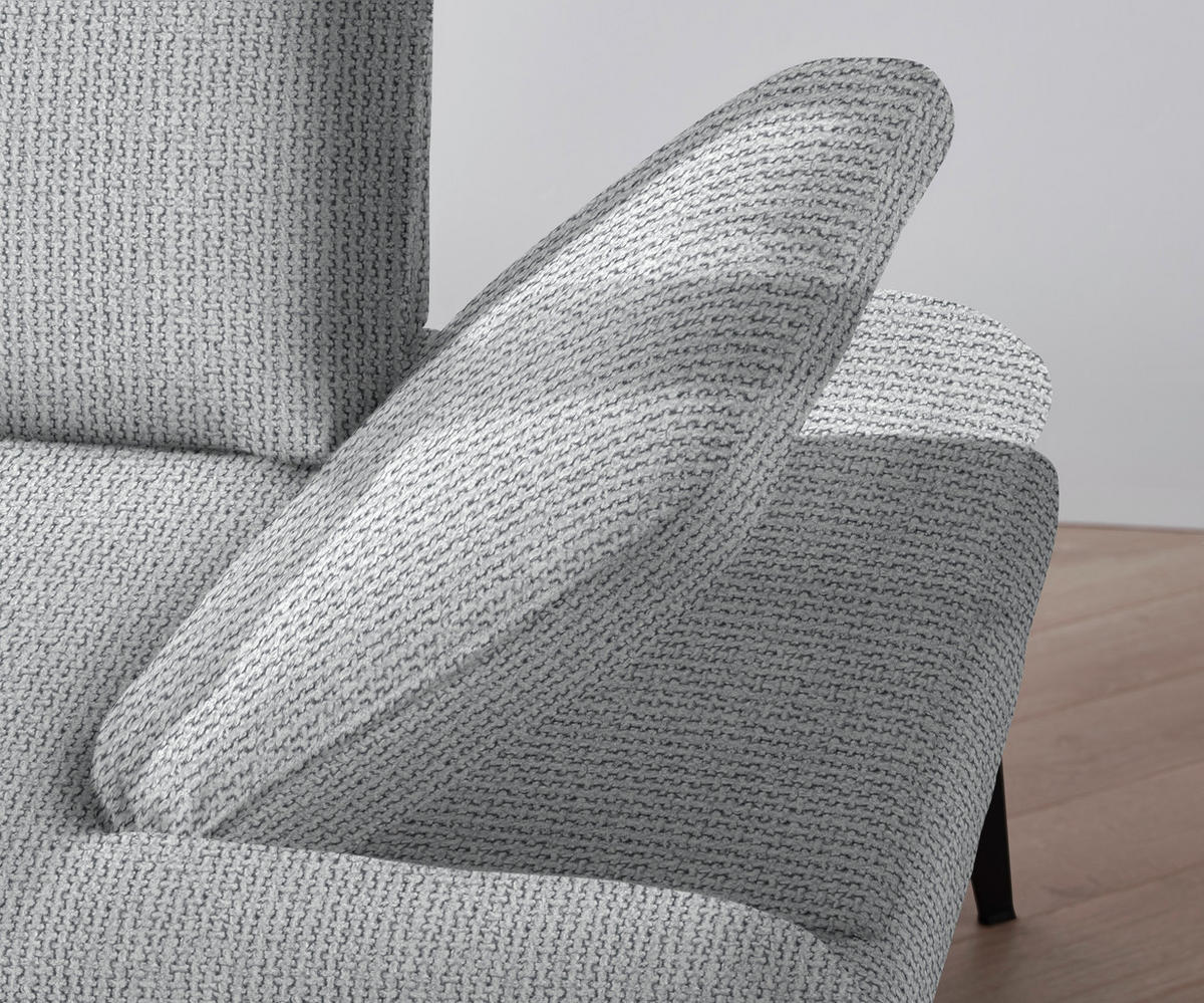 ECKSOFA in Webstoff Hellgrau  - Hellgrau/Schwarz, Design, Textil/Metall (180/289cm) - Stylife