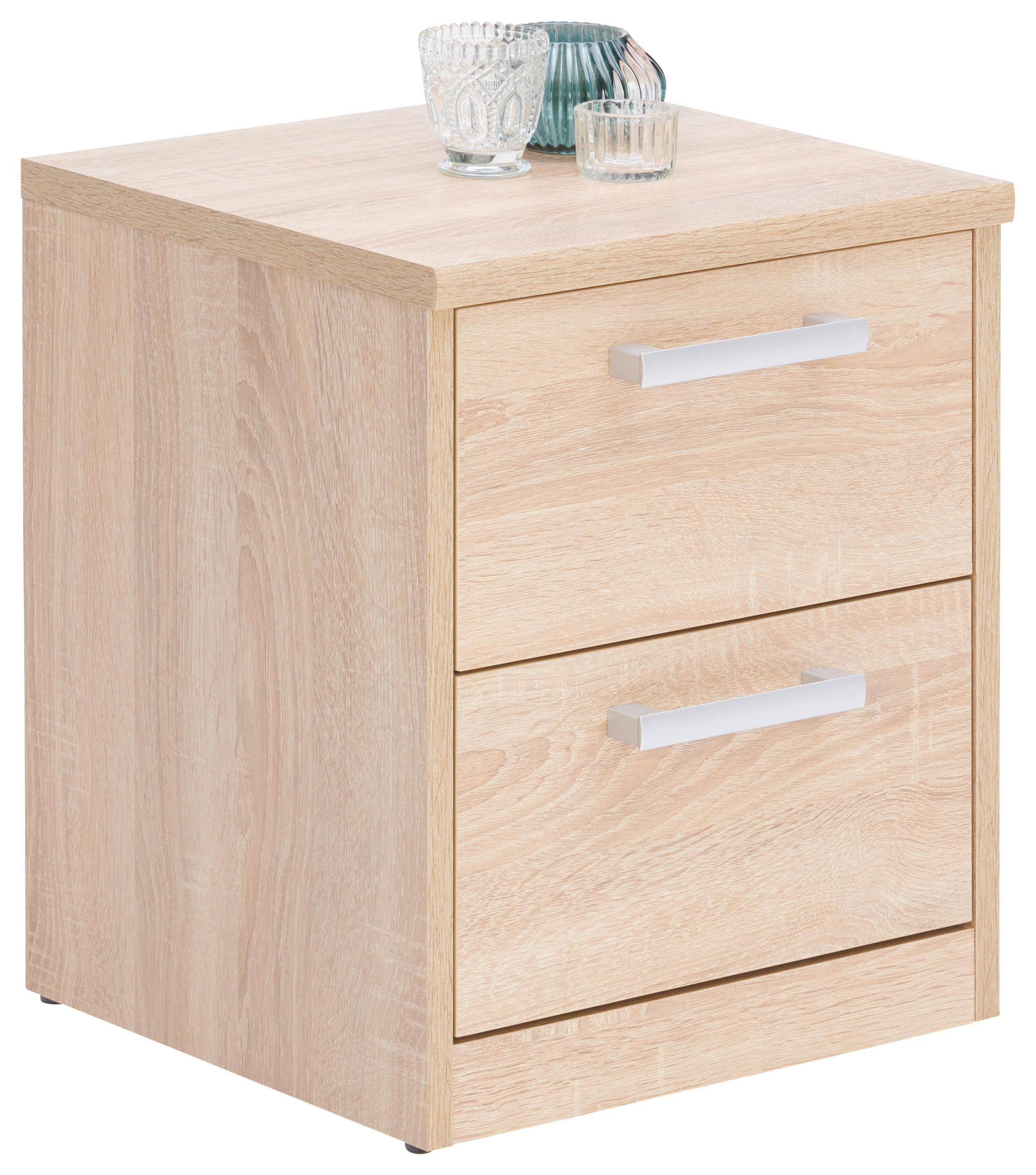 NACHTSCHRANK Sonoma Eiche - Silberfarben/Schwarz, Basics, Metall (38/46/36cm) - Xora