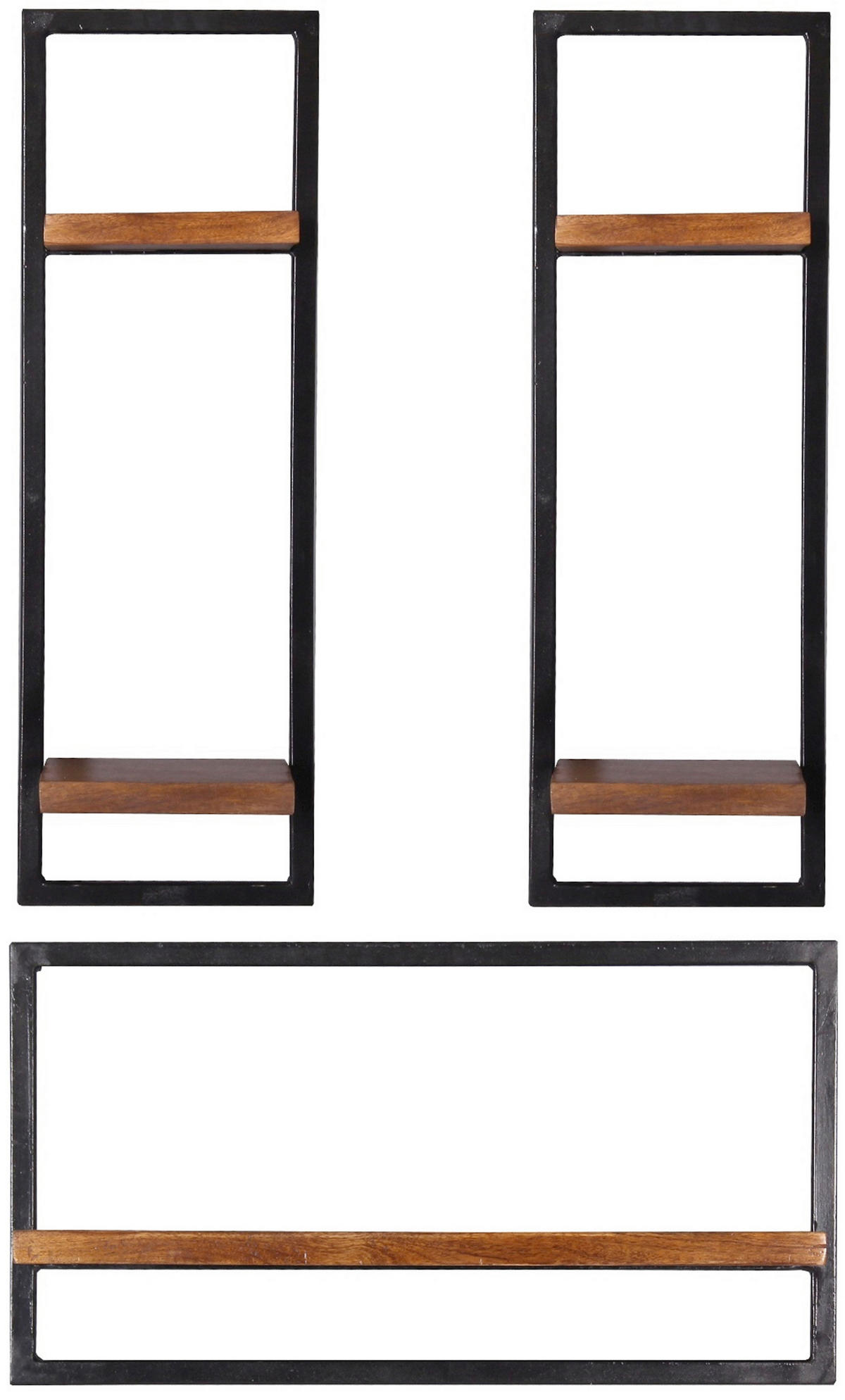 WANDREGAL 65/35/25 cm  - Schwarz/Naturfarben, Design, Holz/Metall (65/35/25cm) - MID.YOU