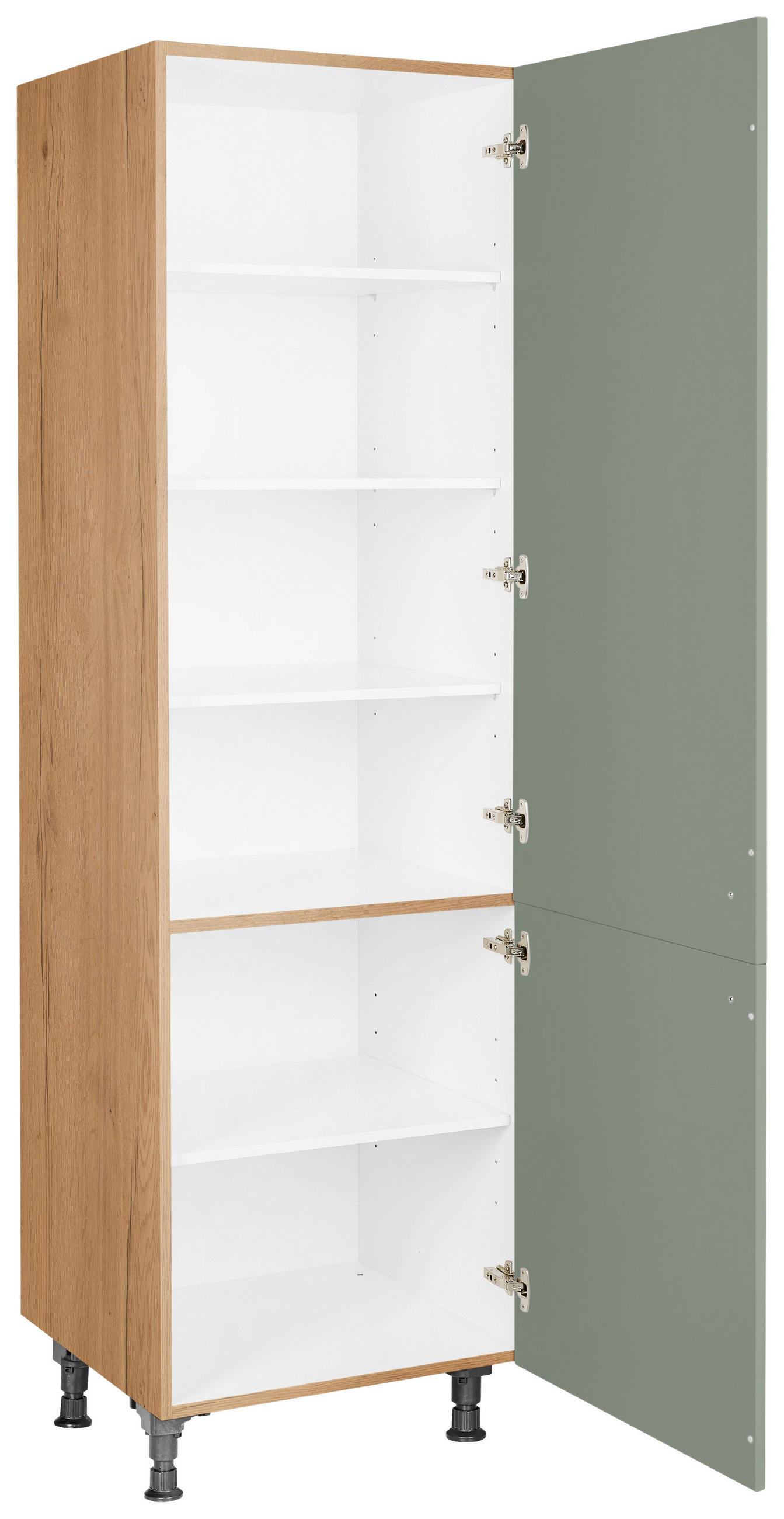 GESCHIRRSCHRANK 60/216,6/58 cm  in Grün  - Eichefarben/Schwarz, MODERN, Holzwerkstoff/Metall (60/216,6/58cm) - Nobilia