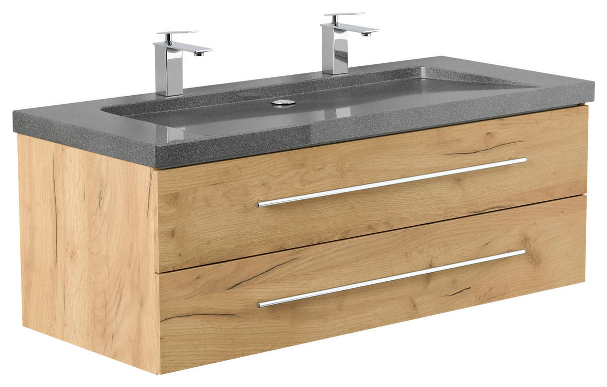 WASCHTISCHKOMBI 130 cm  - Eichefarben, Basics, Holzwerkstoff/Stein (130cm) - MID.YOU