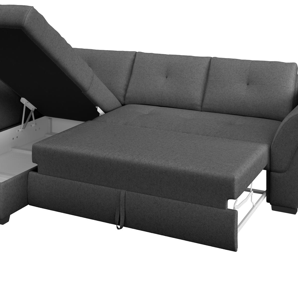 ECKSOFA Anthrazit Webstoff  - Anthrazit/Schwarz, Design, Kunststoff/Textil (187/278cm) - Livetastic