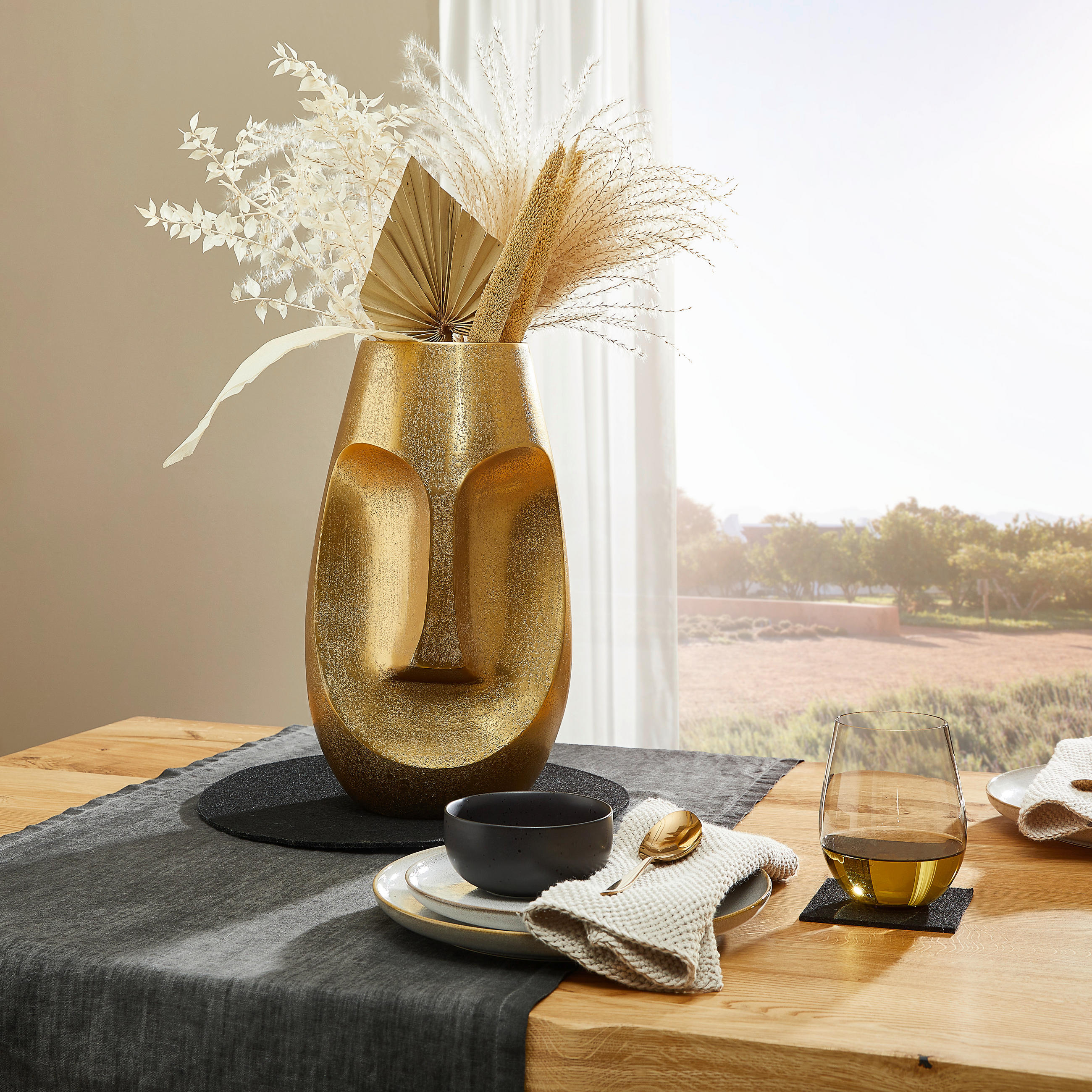 VASE 37 cm  - Goldfarben, Trend, Metall (22cm) - Ambia Home