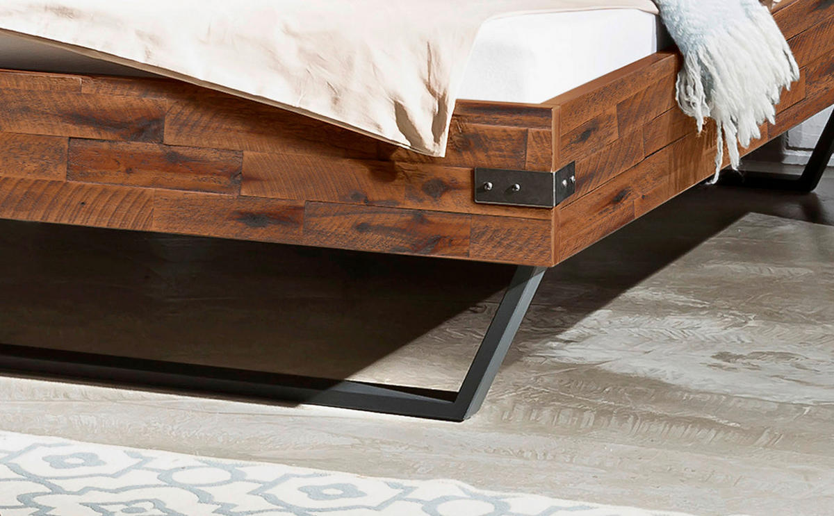 BETT 140/200 cm  in Braun, Schwarz, Akaziefarben  - Schwarz/Braun, Design, Holz/Metall (140/200cm) - Hasena