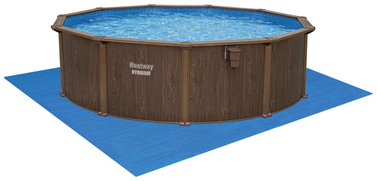 POOL SET 56384 488/132 cm  - Dunkelbraun/Hellblau, KONVENTIONELL, Kunststoff/Metall (488/132cm) - Bestway