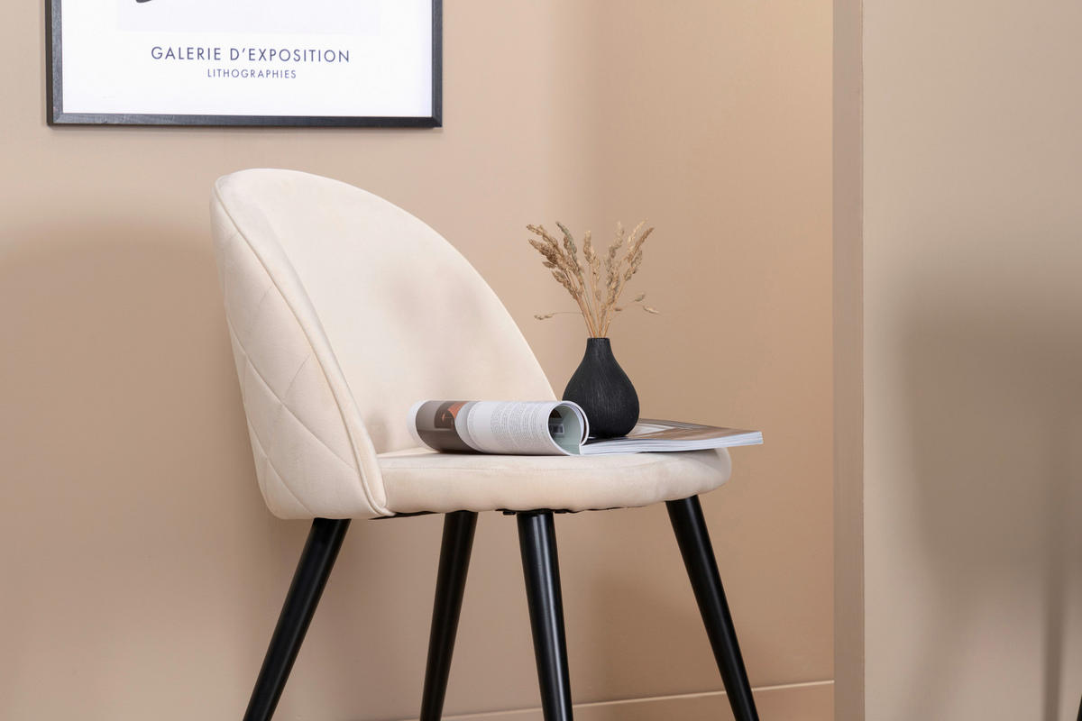 STOLSET stål sammet  - beige/svart, Design, metall/textil (50/76,5/57cm) - Livetastic