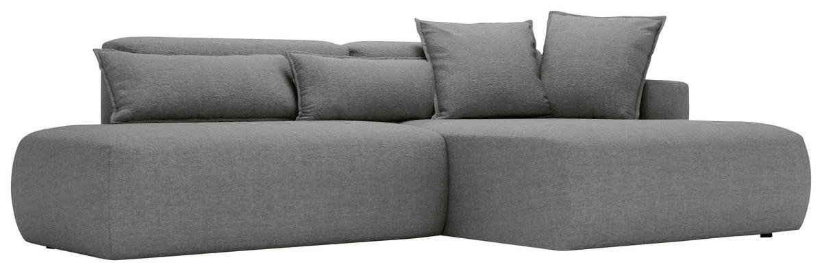 ECKSOFA Chenille Dunkelgrau  - Dunkelgrau/Schwarz, Design, Kunststoff/Textil (284/160cm) - Livetastic