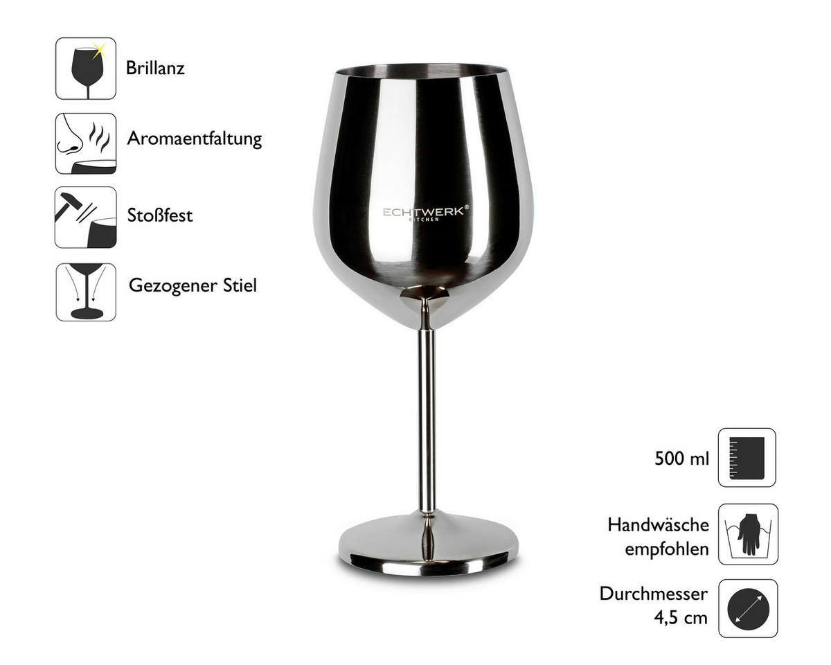 GLÄSERSET  6-teilig  - Silberfarben, Trend, Metall - Echtwerk