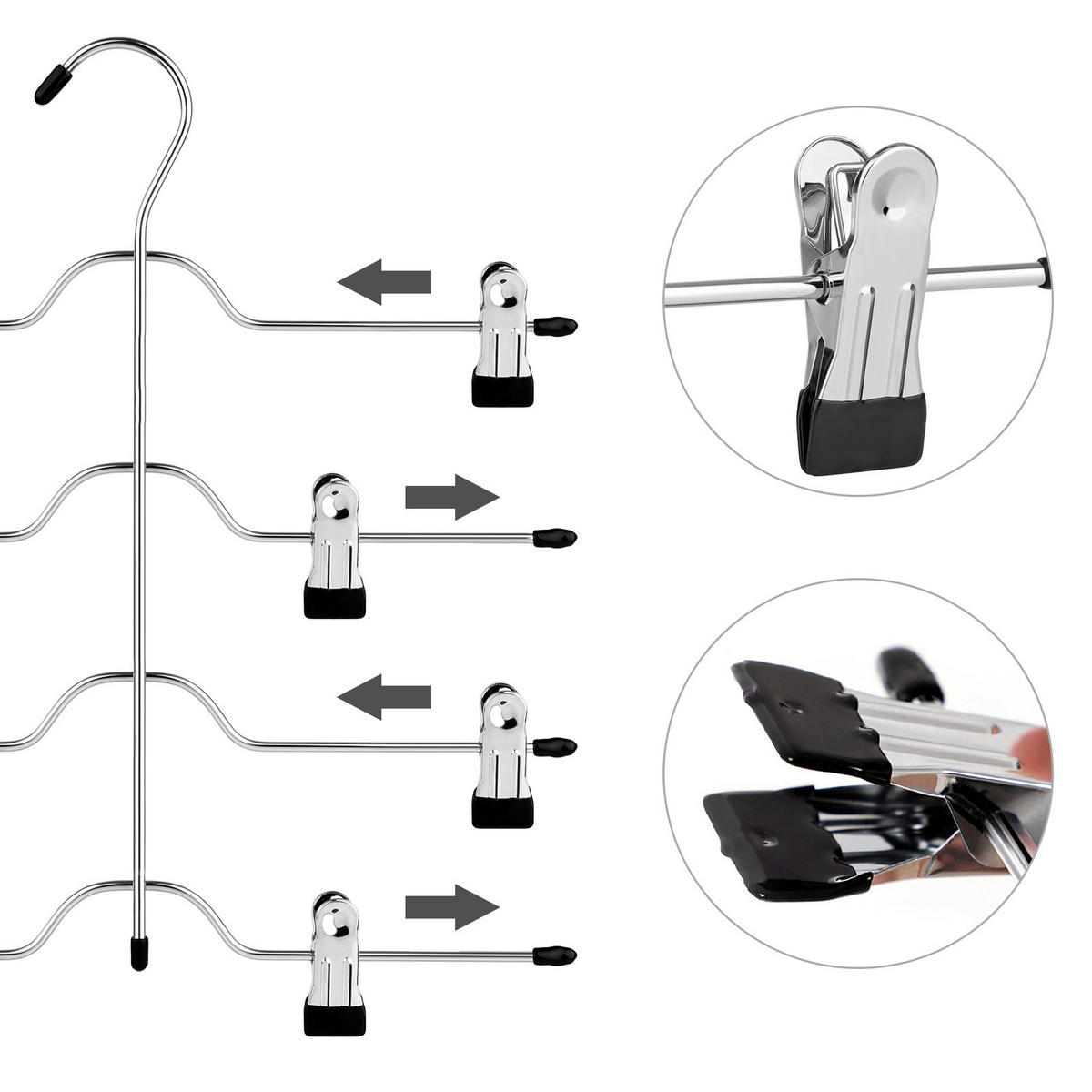 KLEIDERBÜGELSET 33 cm Metall, Kunststoff  - Silberfarben/Schwarz, Basics, Kunststoff/Metall (33cm)