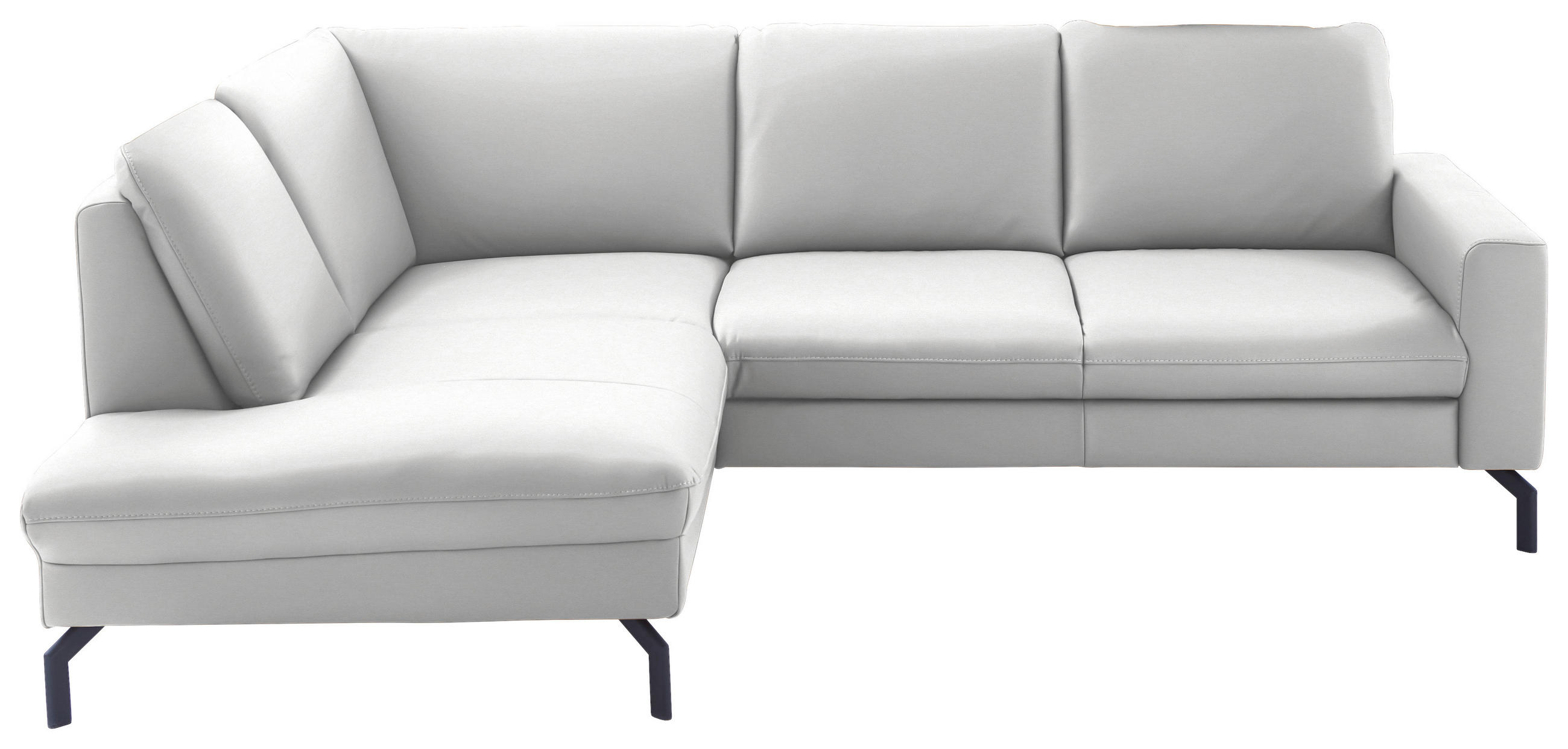 ECKSOFA in Echtleder Weiss  - Weiss/Schwarz, Design, Leder/Metall (194/250cm) - Beldomo Premium