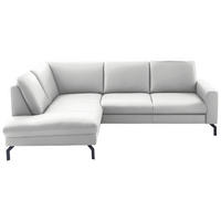 ECKSOFA in Echtleder Weiss  - Weiss/Schwarz, Design, Leder/Metall (194/250cm) - Beldomo Premium