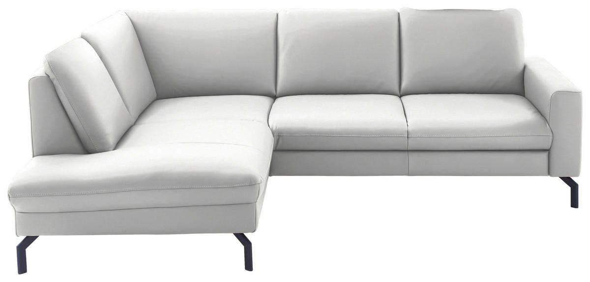 ECKSOFA in Echtleder Weiss  - Weiss/Schwarz, Design, Leder/Metall (194/250cm) - Beldomo Premium