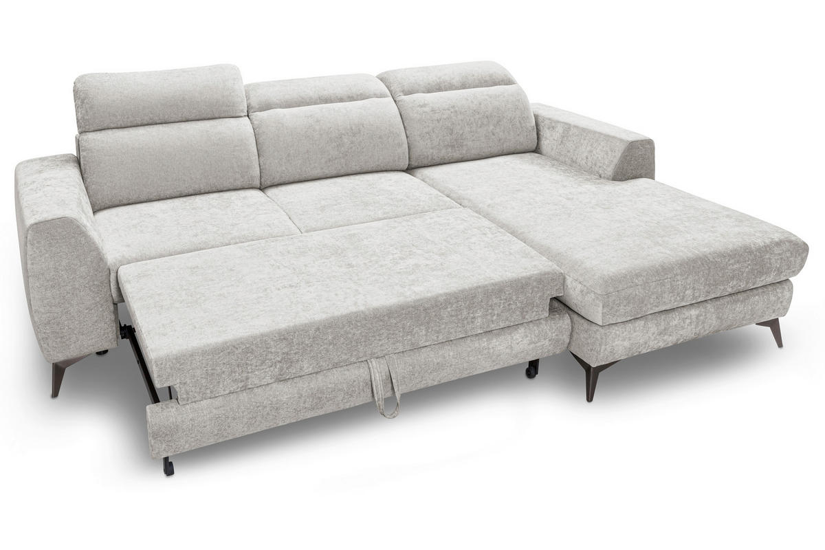 ROHOVÁ SEDAČKA, textil, slonovinová - černá/slonovinová, Basics, kov/textil (264/191cm) - Livetastic