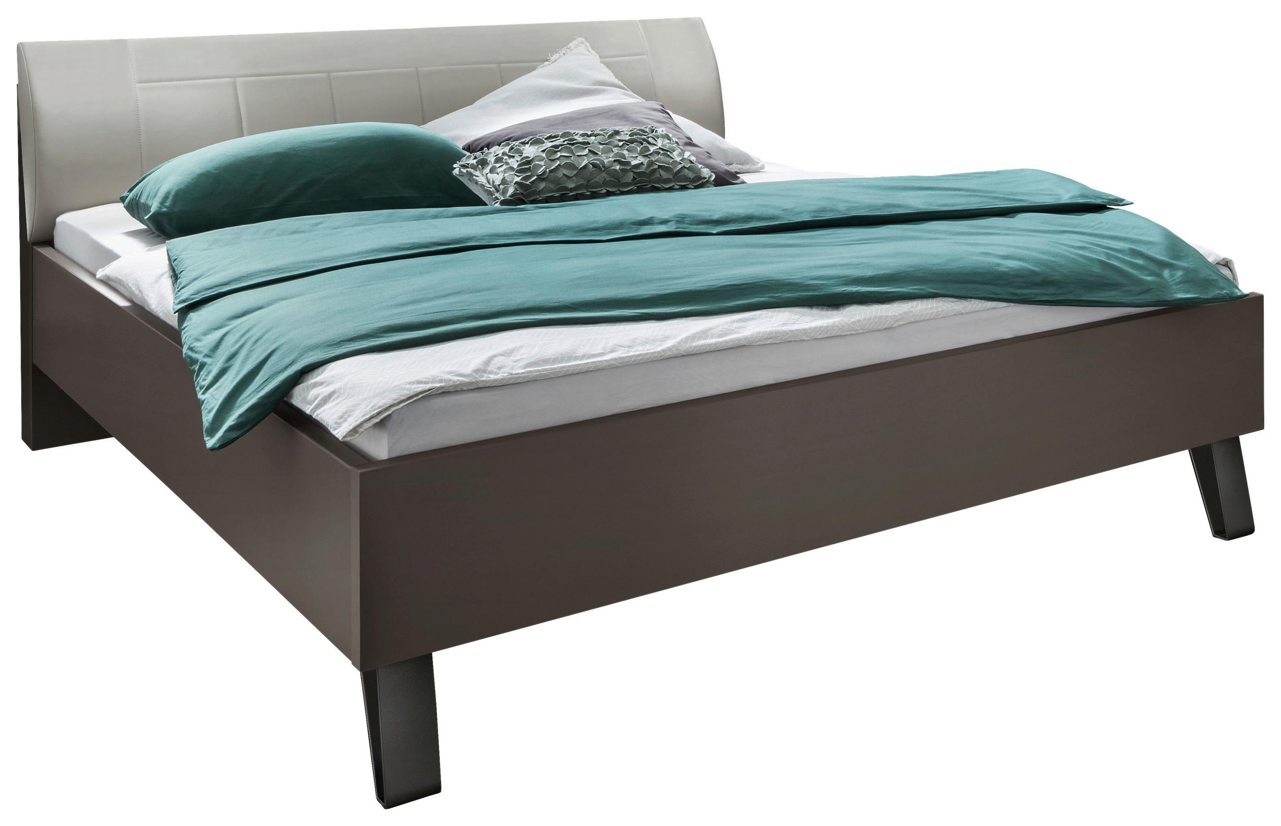 BETT 180/200 cm  in Schieferfarben, Hellgrau, Graubraun   - Schieferfarben/Graubraun, Konventionell, Holzwerkstoff/Textil (180/200cm) - Dieter Knoll