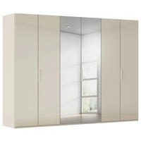 DREHTÜRENSCHRANK 301/235/61 cm,  in Champagner, 6-türig  - Champagner, Basics, Glas/Holzwerkstoff (301/235/61cm) - Novel