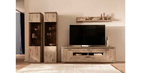 WOHNWAND 4-teilig  in Eichefarben  330/208/50 cm  - Eichefarben/Anthrazit, KONVENTIONELL, Glas/Holzwerkstoff (330/208/50cm) - Cantus