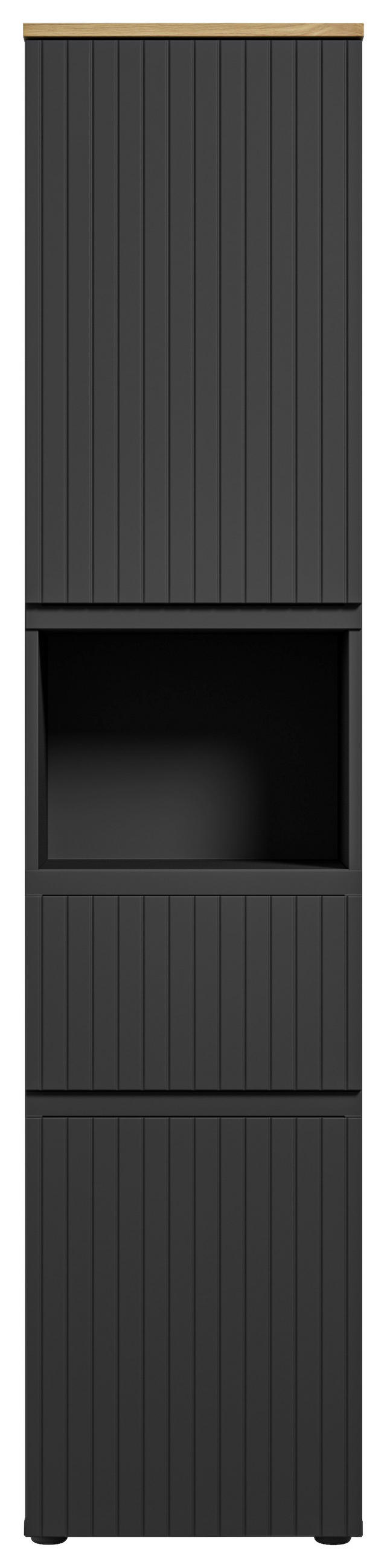 HOCHSCHRANK 40/181/31 cm  - Eichefarben/Schwarz, Modern, Holzwerkstoff/Kunststoff (40/181/31cm) - MID.YOU