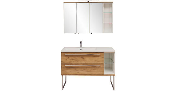 BADEZIMMER in 120 cm - Eichefarben/Weiß, Basics, Glas/Holzwerkstoff (120cm) - Dieter Knoll