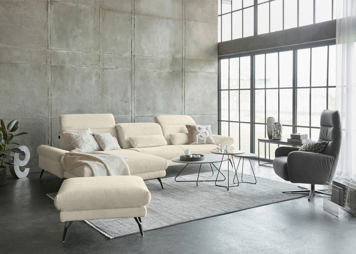 ECKSOFA JOOP Naturfarben Chenille  - Schwarz/Naturfarben, KONVENTIONELL, Textil/Metall (188/319cm) - Joop!