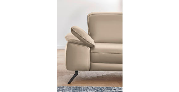ECKSOFA Rivello in Echtleder Hellbraun Kopfteilverstellung  328/193 cm  - Hellbraun/Schwarz, Design, Leder/Metall (328/193cm) - Dieter Knoll