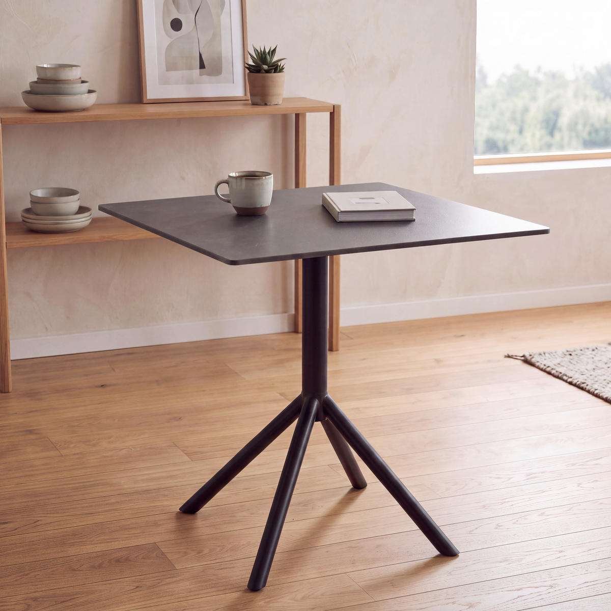 ESSTISCH 80/80/76 cm  Metall, Stein quadratisch Schwarz  - Schwarz, MODERN, Stein/Metall (80/80/76cm) - Carryhome