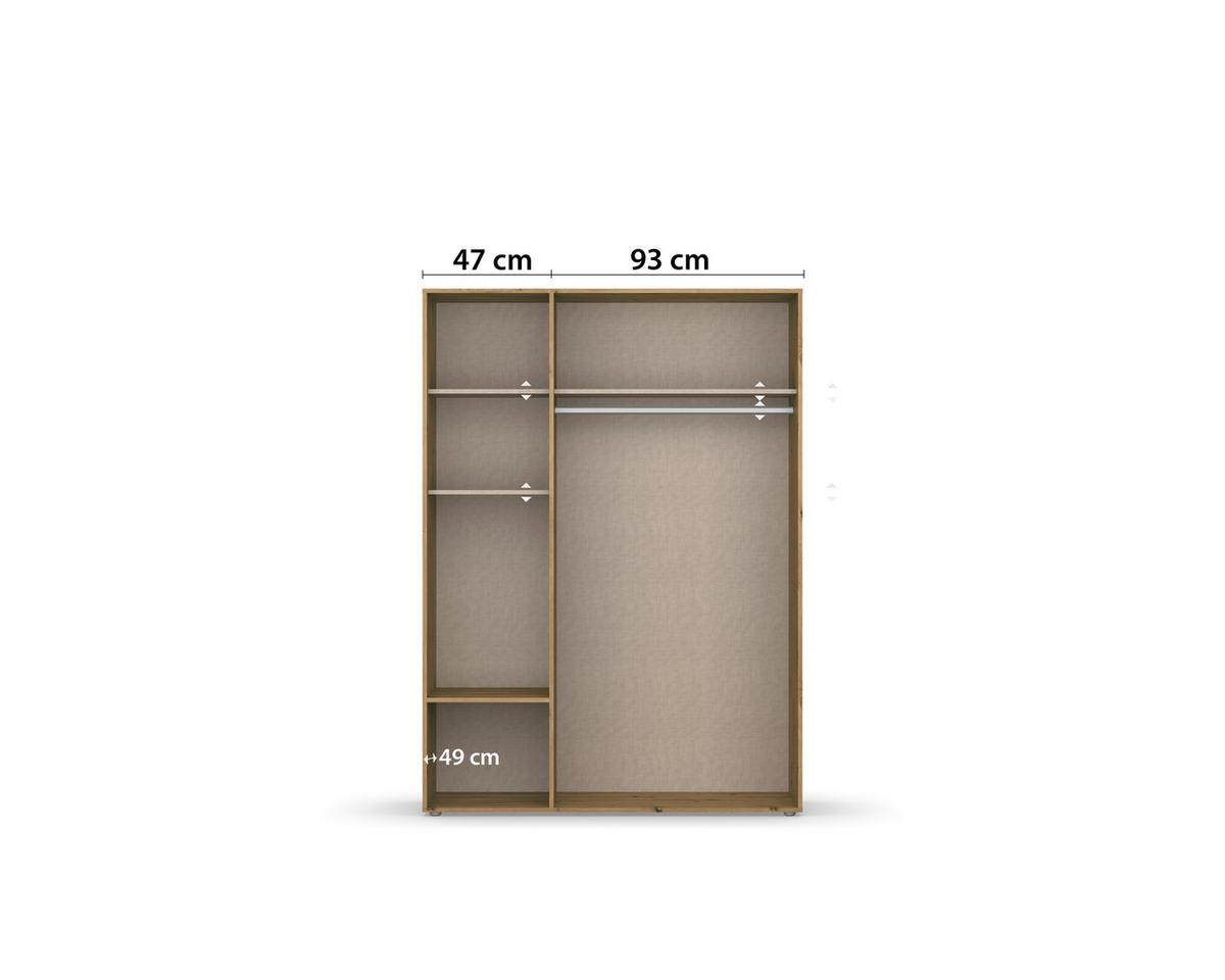 NYÍLÓAJTÓS SZEKRÉNY Artisan tölgy  - Artisan tölgy/szürke, Modern, műanyag/faalapú anyag (140/194/53cm) - Rauch Möbel
