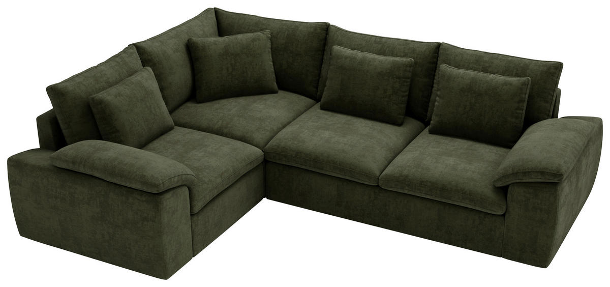 ECKSOFA Chenille Grün  - Schwarz/Grau, Design, Kunststoff/Textil (216/289cm) - Livetastic
