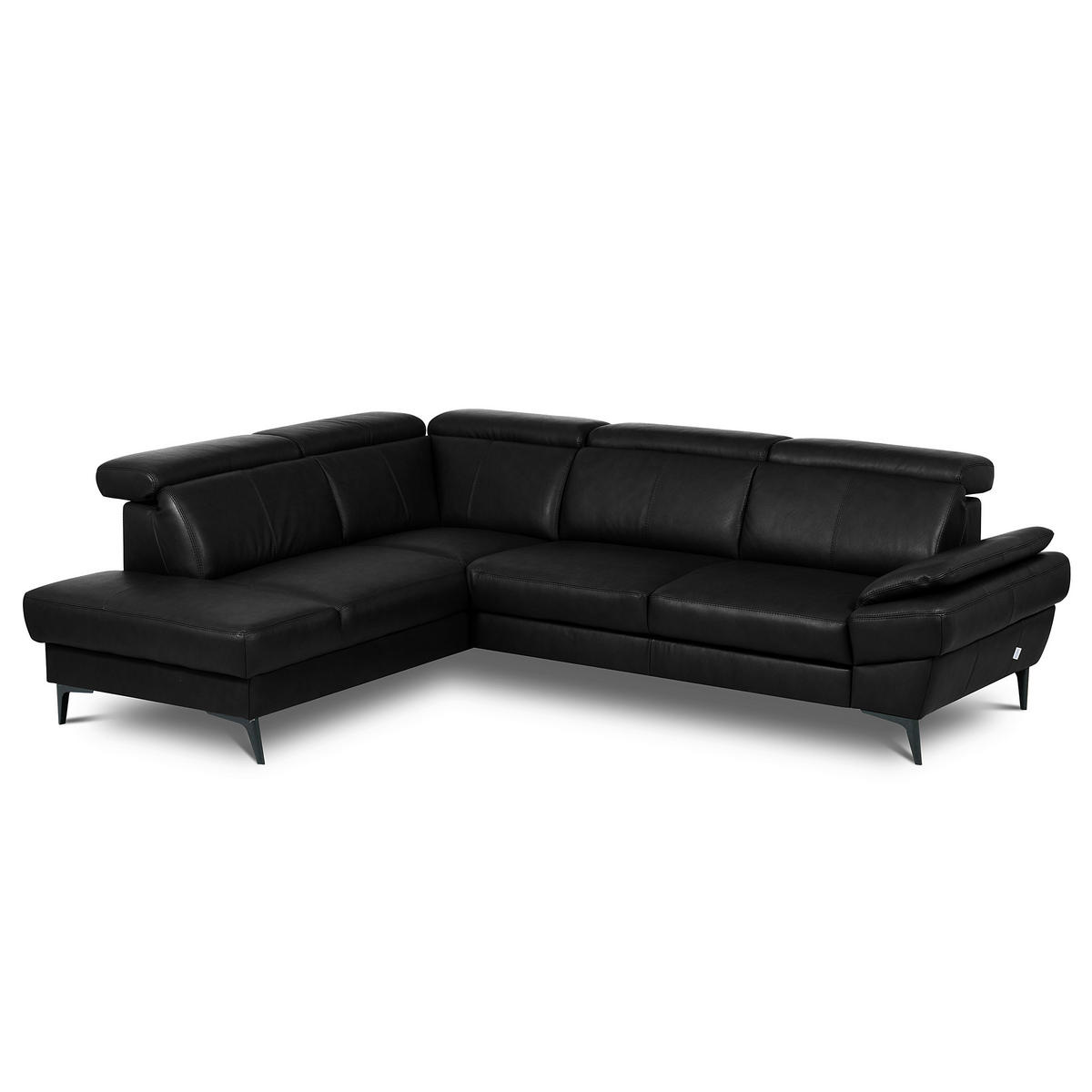 ECKSOFA  in Lederlook Echtleder Schwarz  - Schwarz, Design, Leder/Textil (211/264cm) - Livetastic