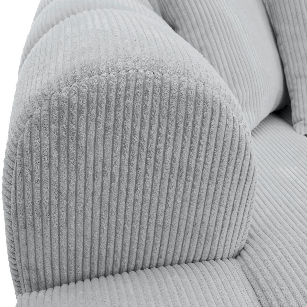 ECKSOFA Hellgrau Cord Zierkissen, Rücken echt  - Hellgrau/Schwarz, KONVENTIONELL, Kunststoff/Textil (162/313cm) - Carryhome