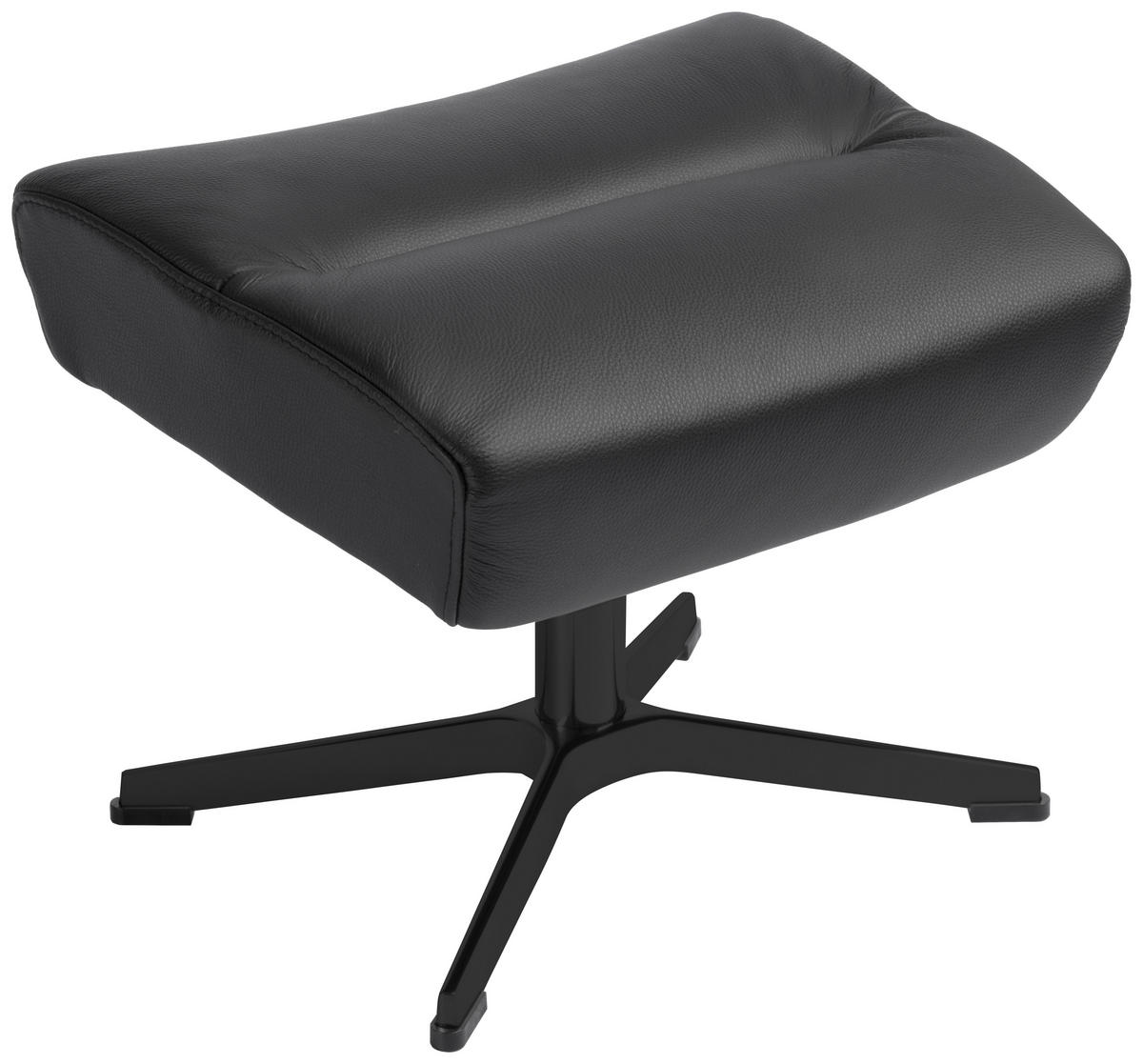 HOCKER Echtleder Schwarz  - Schwarz, Design, Leder/Metall (51/39/38cm) - Conform