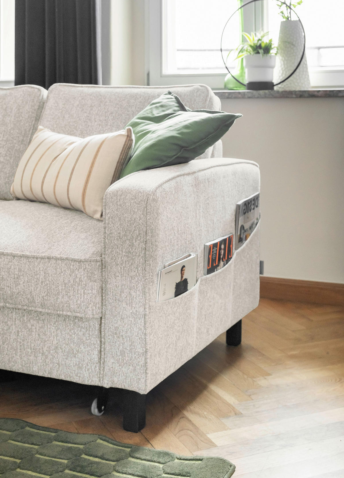 ECKSOFA in Struktur Beige  - Beige/Schwarz, Holz/Textil (148/228cm) - MID.YOU