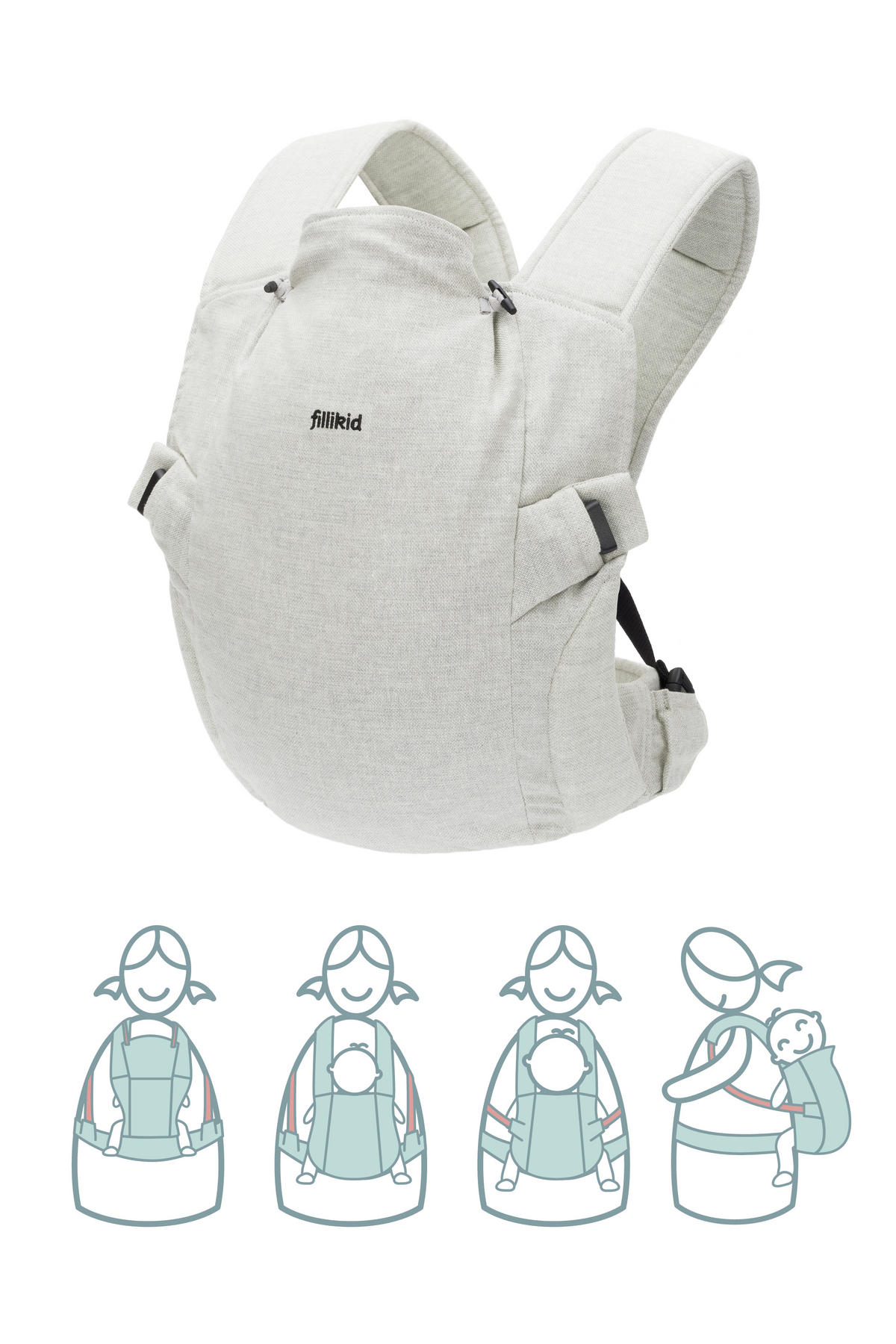 DĚTSKÉ NOSÍTKO - světle šedá, Basics, textil (37/34cm) - Fillikid