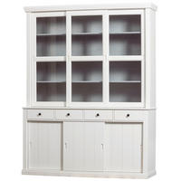 VITRINE Lagos in vollmassiv Kiefer Weiß  - Schwarz/Weiß, Design, Glas/Holz (166/214/48cm) - Livetastic