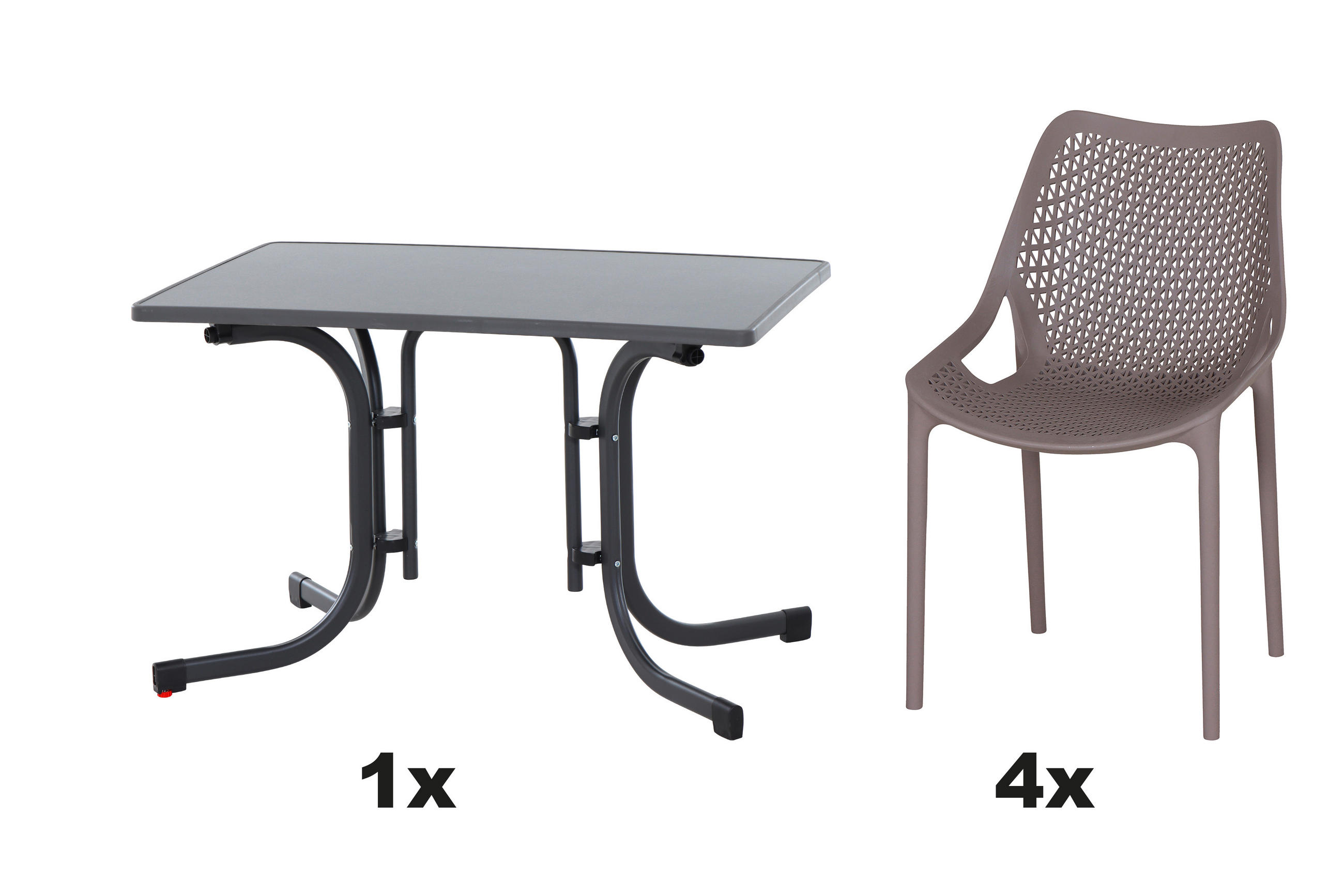 GARTENGARNITUR 5-teilig Stahl  - Taupe/Anthrazit, Basics, Kunststoff/Metall (70/81/110cm) - Siena Garden