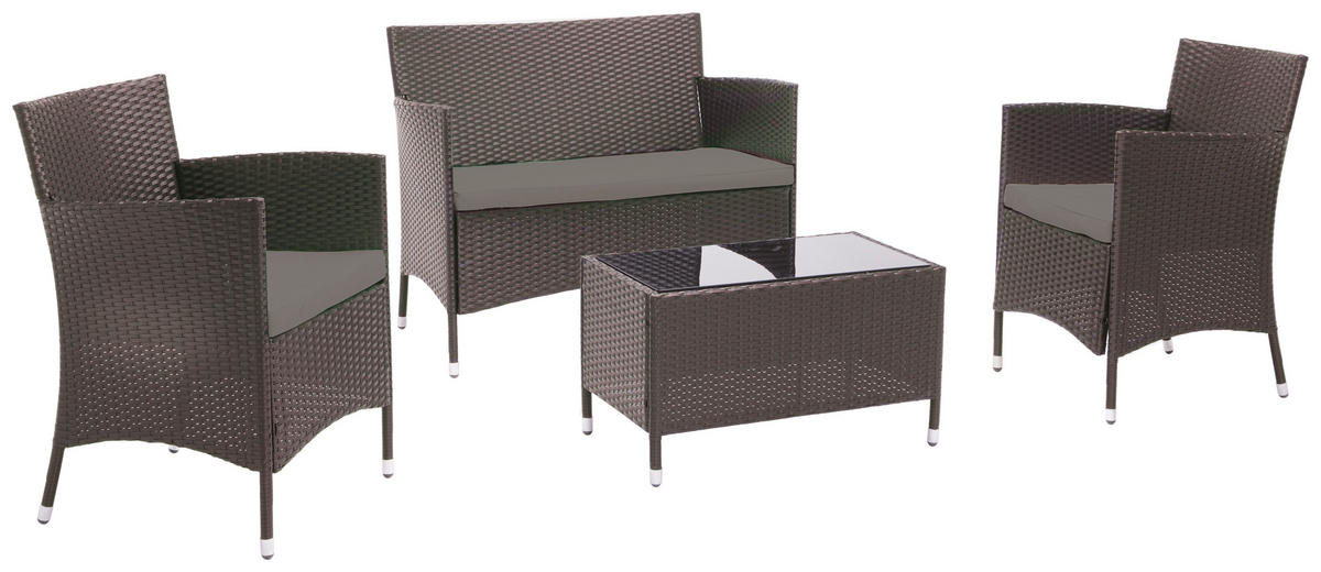 LOUNGE GARNITURA  smeđa, siva   - tamno smeđa/siva, Moderno, staklo/metal - Ambia Garden