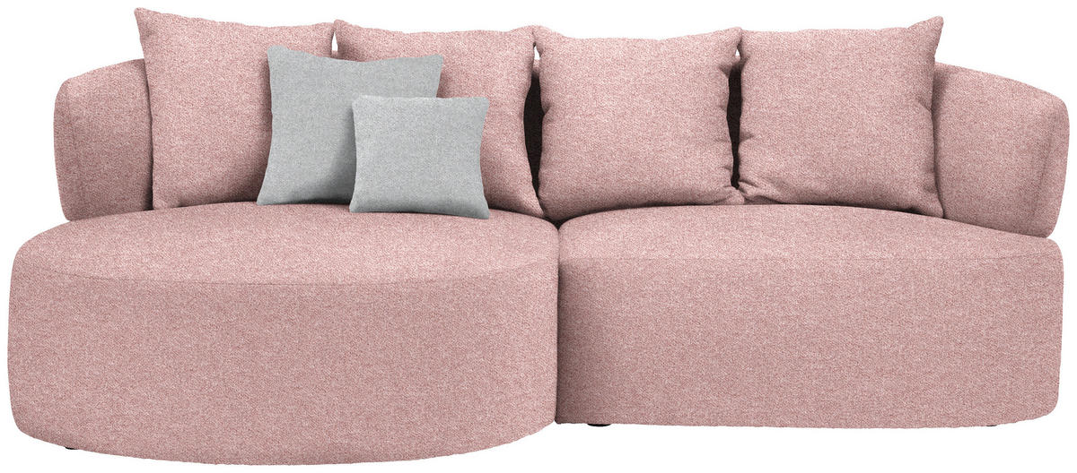 ECKSOFA  in Flachgewebe Altrosa  166/235 cm  - Schwarz/Altrosa, MODERN, Kunststoff/Textil (166/235cm) - Hom`in