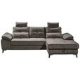 ECKSOFA Dunkelbraun Mikrovelours  - Chromfarben/Dunkelbraun, KONVENTIONELL, Kunststoff/Textil (270/170cm) - Carryhome