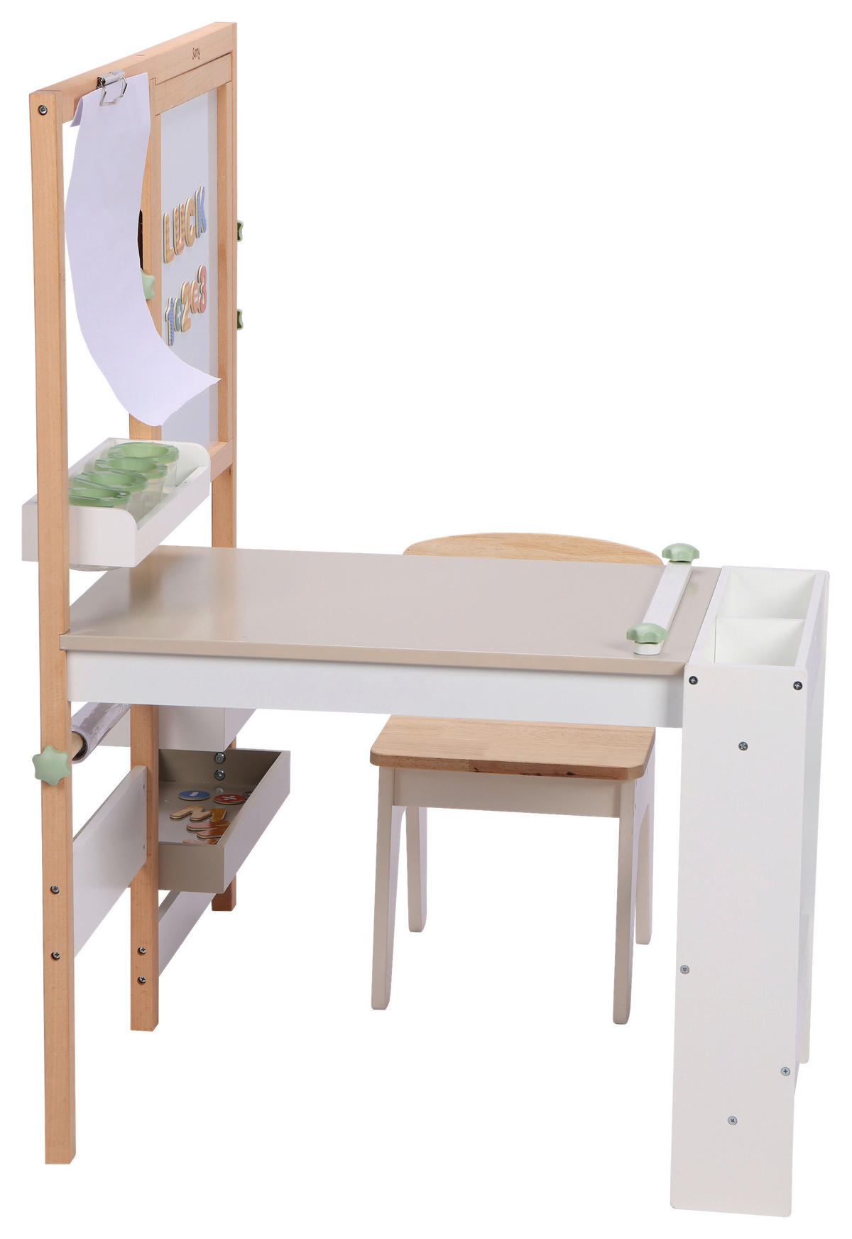 KINDERSCHREIBTISCH MIT STUHL - Buchefarben/Weiß, KONVENTIONELL, Holz/Papier (88/71/100cm)