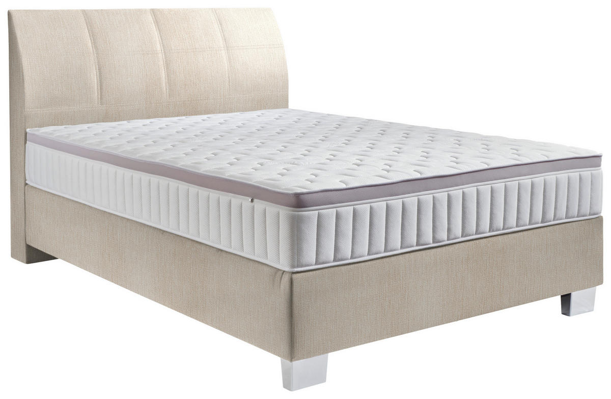 BOXSPRINGBETT 140/200 cm  in Taupe  - Taupe/Chromfarben, Konventionell, Kunststoff/Textil (140/200cm) - Hom`in