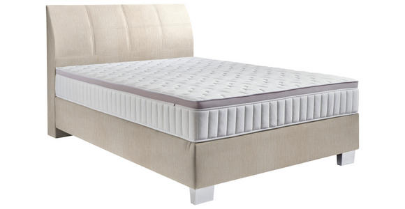 BOXSPRINGBETT 100/200 cm  in Taupe  - Taupe/Chromfarben, KONVENTIONELL, Kunststoff/Textil (100/200cm) - Hom`in