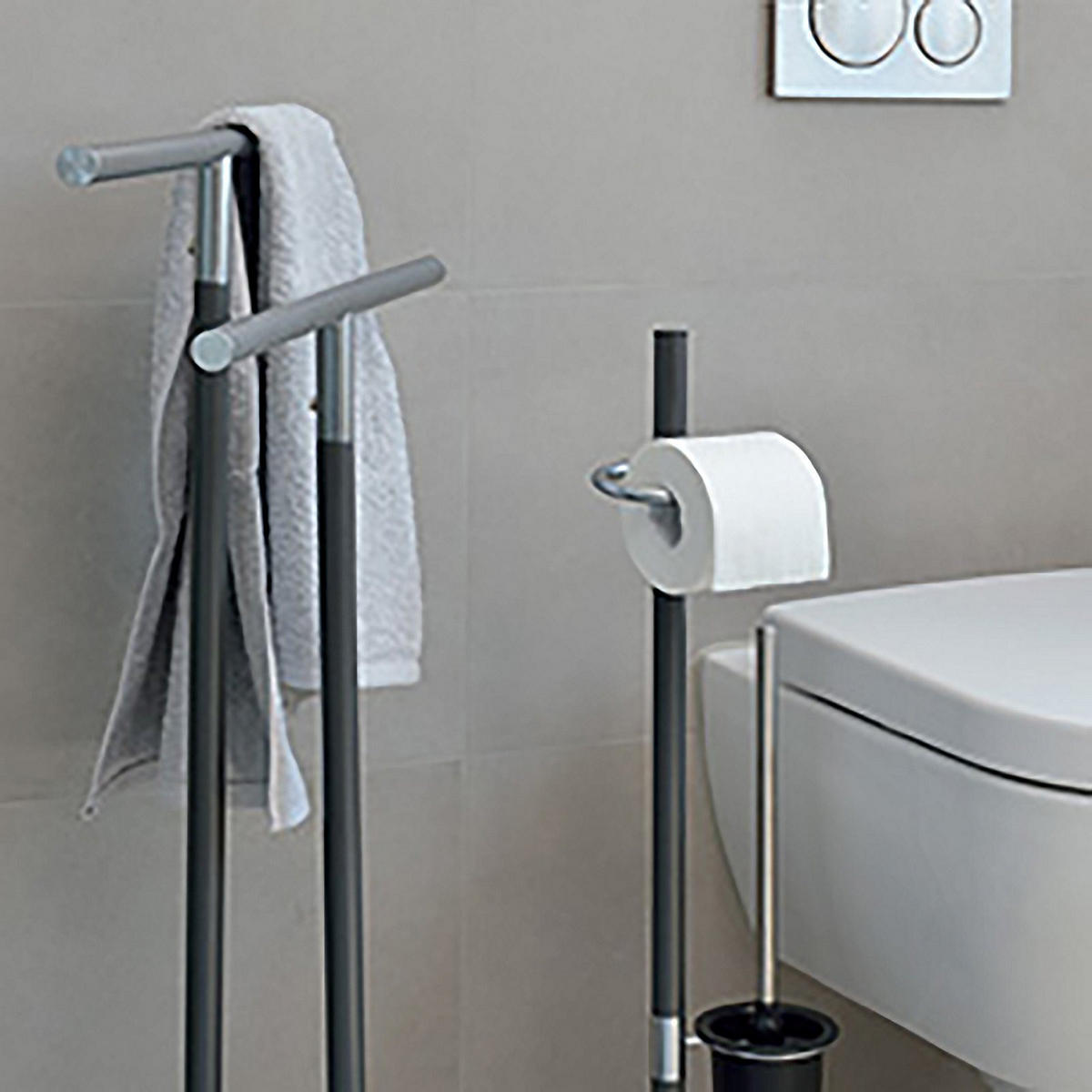 WC GARNITURA S ŠČETKO SINERIO - antracit, Design, kovina (25/76,5cm) - Kela