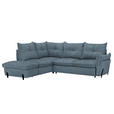 ECKSOFA in Bouclé Blau  - Blau/Schwarz, Design, Textil/Metall (220/250cm) - Xora