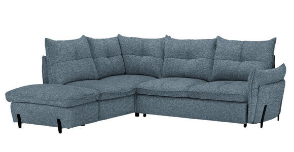 ECKSOFA in Bouclé Blau  - Blau/Schwarz, Design, Textil/Metall (220/250cm) - Xora