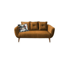 2,5-SITZER Velours Gelb, Multicolor  - Gelb/Buchefarben, MODERN, Holz/Textil (196/94/103cm) - Livetastic