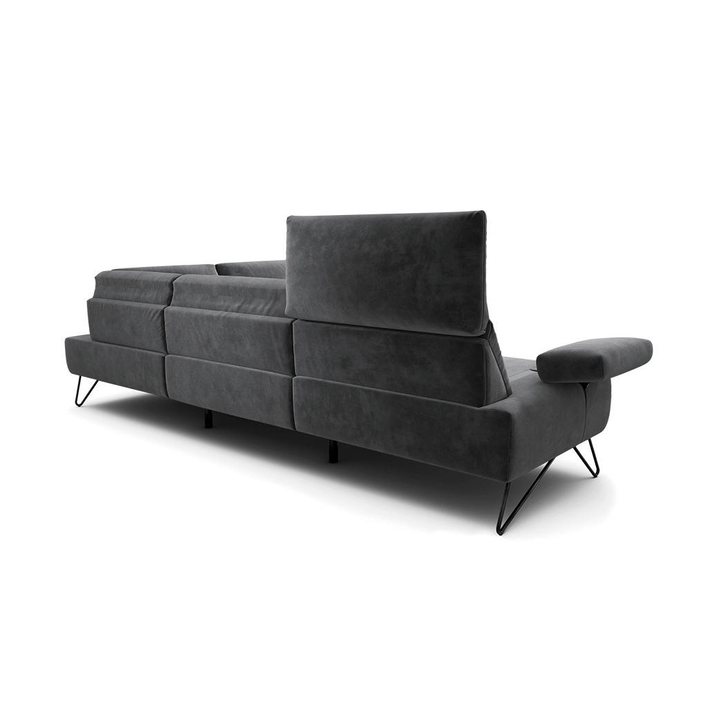 Thumbnail - Sensoo Ecksofa Cosy, Anthrazit, Textil, 5-Sitzer, Ottomane rechts, L-Form, 288-303x213 cm, Stoffauswahl, Armteil links, ...