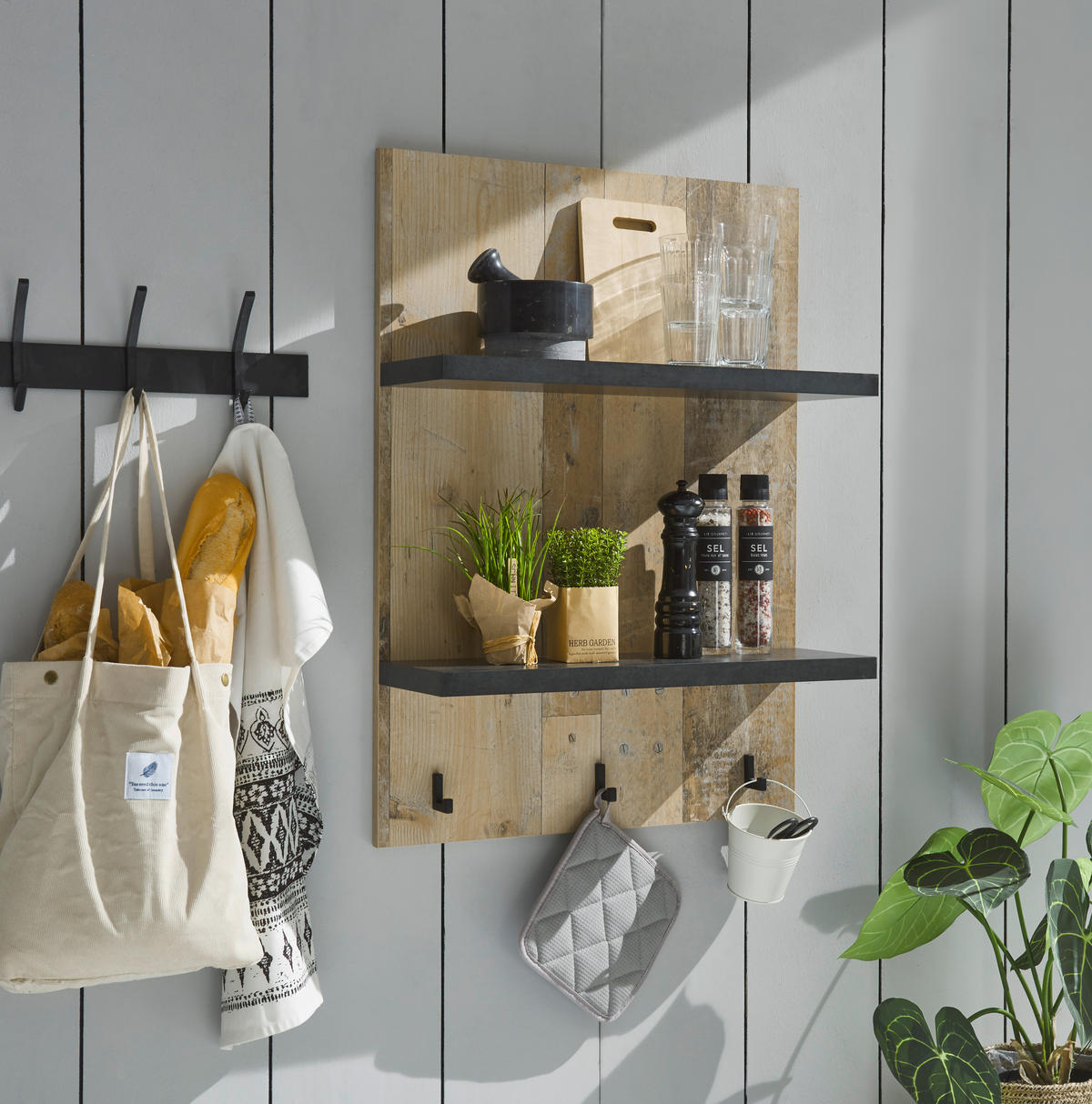 KÜCHENREGAL  - Anthrazit/Naturfarben, Trend, Holzwerkstoff (60/85/22cm) - MID.YOU