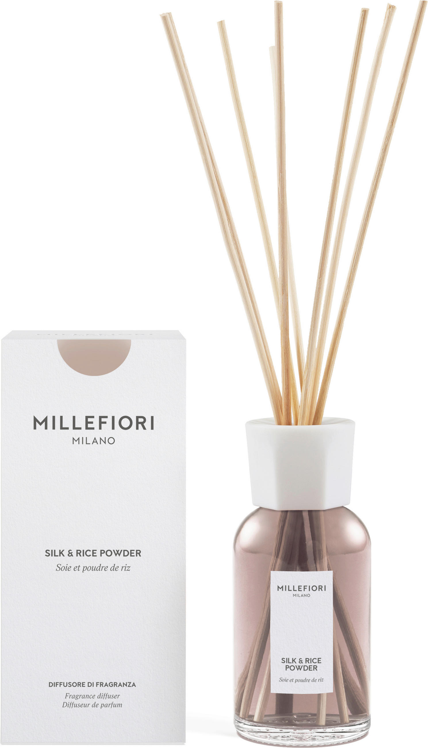 DIFFÚZOR  mandula  - cappuccino, Basics, üveg (8,8/18,7/8,8cm) - Millefiori Milano