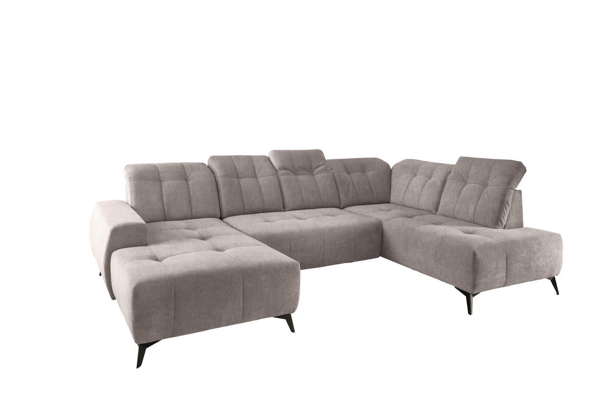 WOHNLANDSCHAFT in Mikrofaser Taupe  - Taupe/Schwarz, MODERN, Textil/Metall (180/337/200cm) - Livetastic