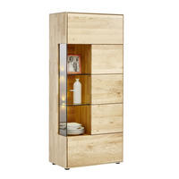 VITRINE in massiv Wildeiche Eichefarben  - Edelstahlfarben/Eichefarben, KONVENTIONELL, Glas/Holz (70,7/164,2/40,9cm) - Valnatura